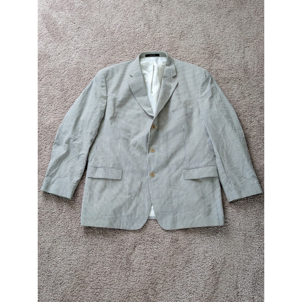 Etienne Aigner Seersucker Striped Blazer Womens XL 100% Cotton 3 Button